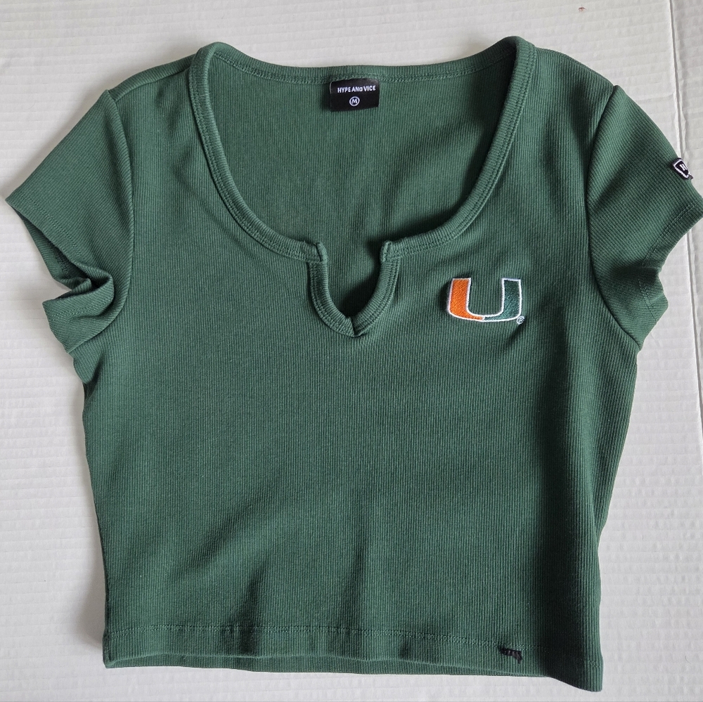 Hype & Vice University Of Miami Crop Cropped Cali Tailgate Top Size M